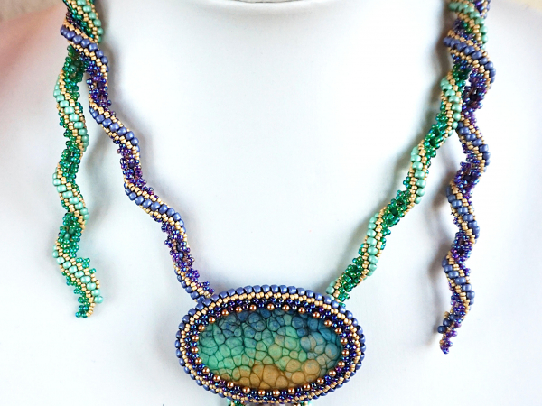 Diagonal Cellini peyote necklace