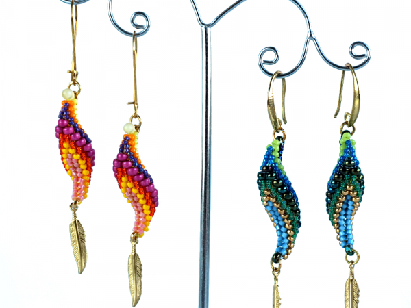 Parrot Earrings with feather charms