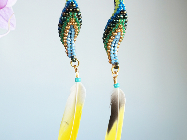 Parrot Earrings with real parrot feathers