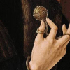 Detail of 16th Cent. Dutch painting showing J. G. van Egmond holding a pomander