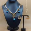 Teyema Jewelry set cream pearls and bermuda blue crystal