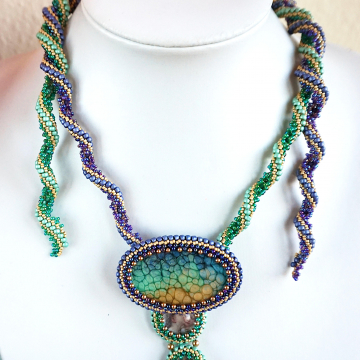 Diagonal Cellini peyote necklace