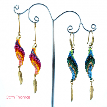 Parrot Earrings with feather charms